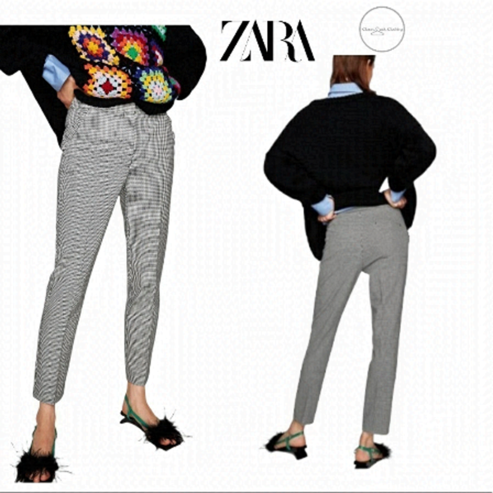 𝅺NWT Zara Gingham trousers size Large